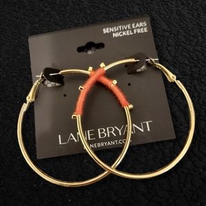 Lane Bryant Gold and Orange Bind Hoop Earrings
